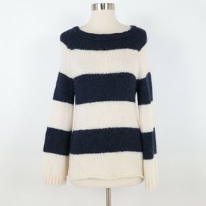 Calypso St. Barth Sweater Pullover S Small Baby Alpaca Wool Navy Ivory Striped